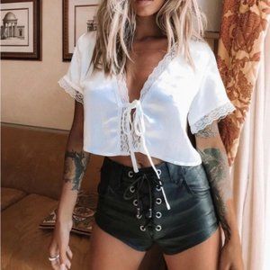 Lioness Skylar Faux Leather Shorts Size Small Black